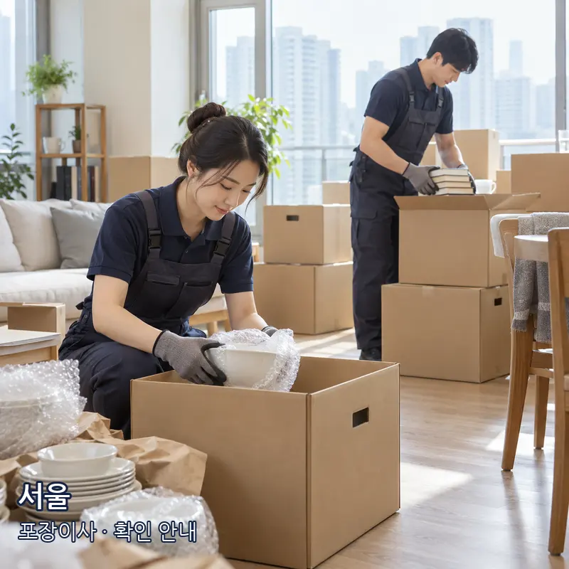 서울 포장이사 작업 범위 예시 이미지