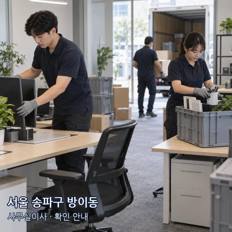 서울 송파구 방이동 사무실이사 작업 범위 예시 이미지