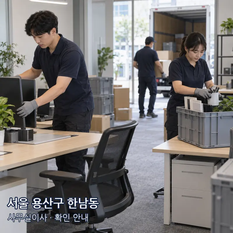 서울 용산구 한남동 사무실이사 작업 범위 예시 이미지